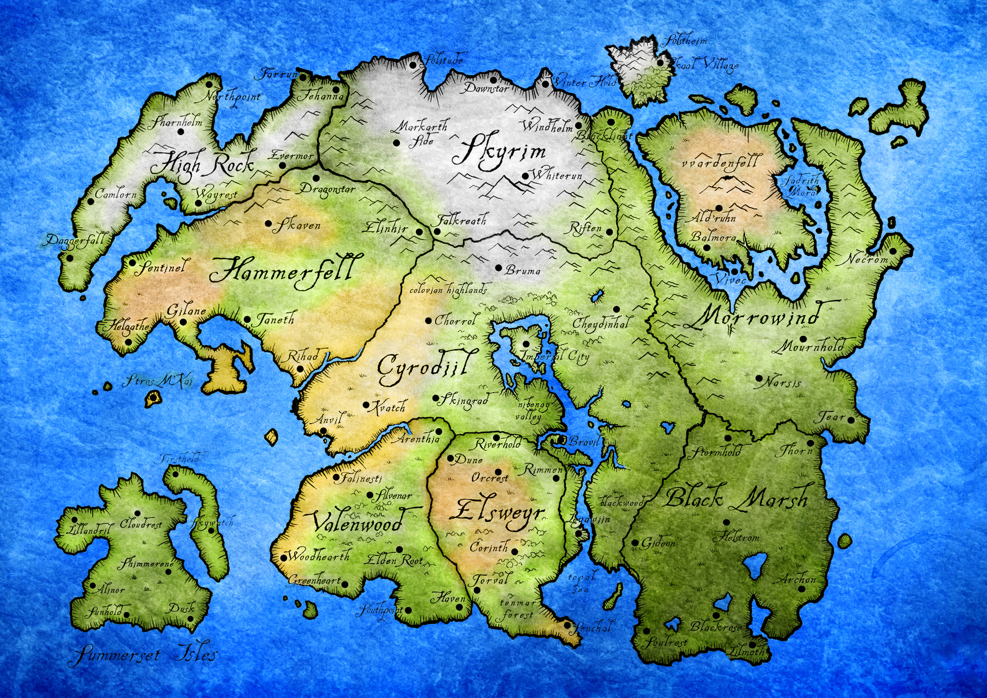 all location the elder scrolls games have taken place