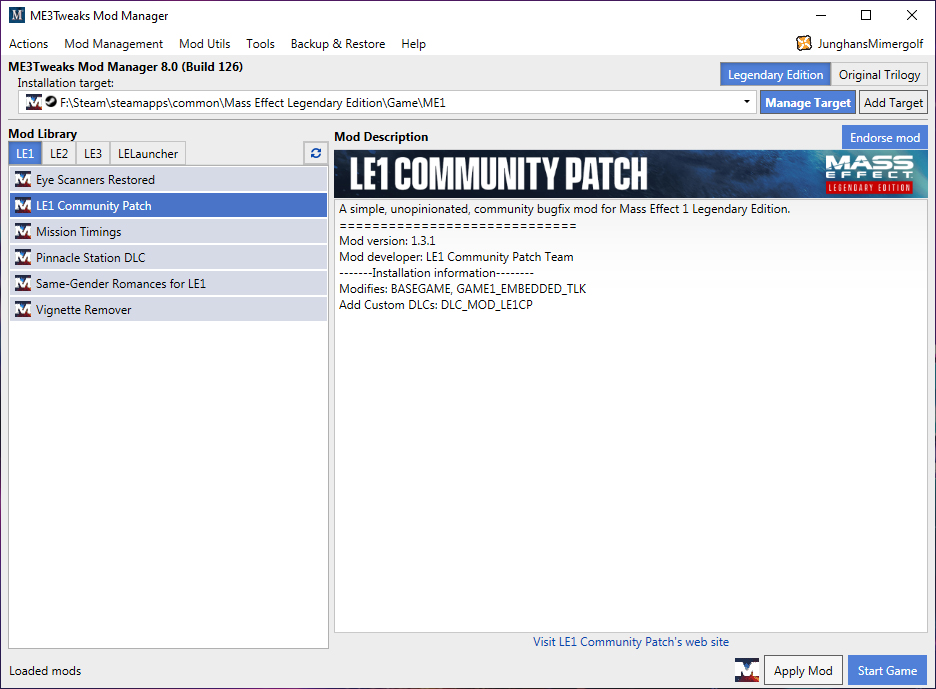 ME3Tweaks Mod Manager at Mass Effect Legendary Edition Nexus - Mods and  community