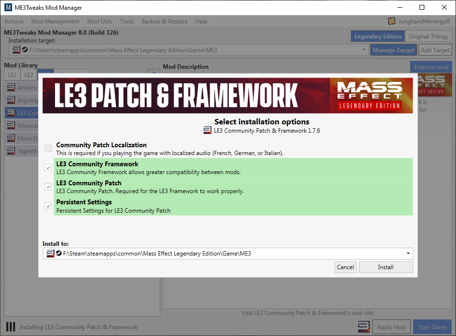 ME3Tweaks Mod Manager at Mass Effect Legendary Edition Nexus - Mods and  community